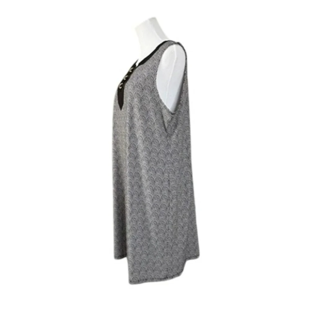 Michael Kors Black White Shift Dress XL Criss Cross Designer Edgy Elegance
